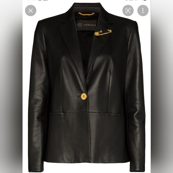 Flash sale⚡️Versace Safety pin-embelisshed Leather Blazer - Picture 3 of 13